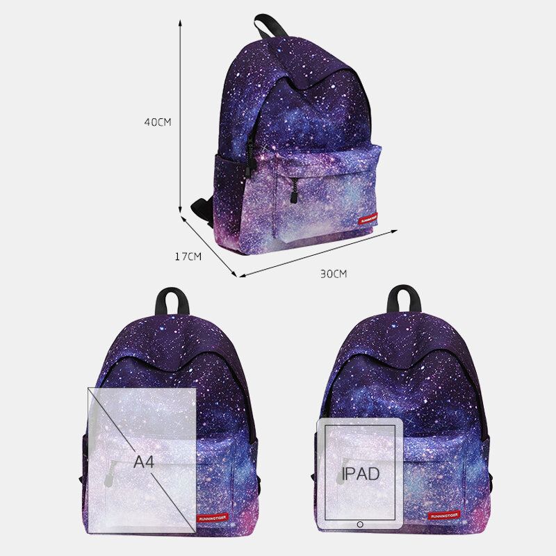 Mujeres 3pcs Galaxy Impreso Mochila Escolar Bolsa De Comida Estuche Para Lápices