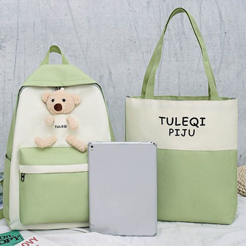 Mujeres 4pcs Oso Bolsa De Viaje Gran Capacidad Estudiantes Bolso Escolar Bolso Bandolera Mochila