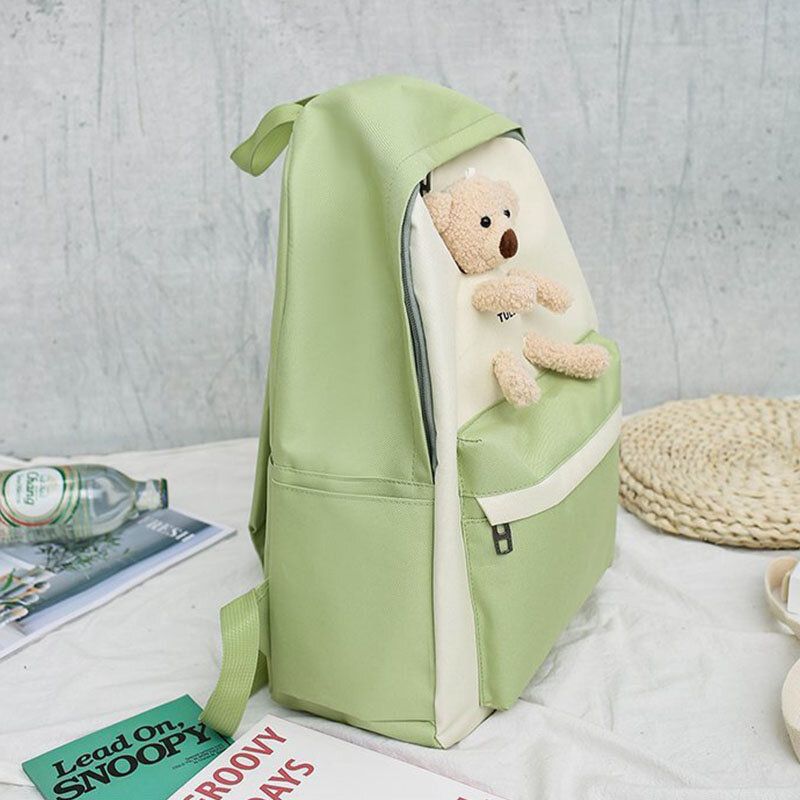 Mujeres 4pcs Oso Bolsa De Viaje Gran Capacidad Estudiantes Bolso Escolar Bolso Bandolera Mochila