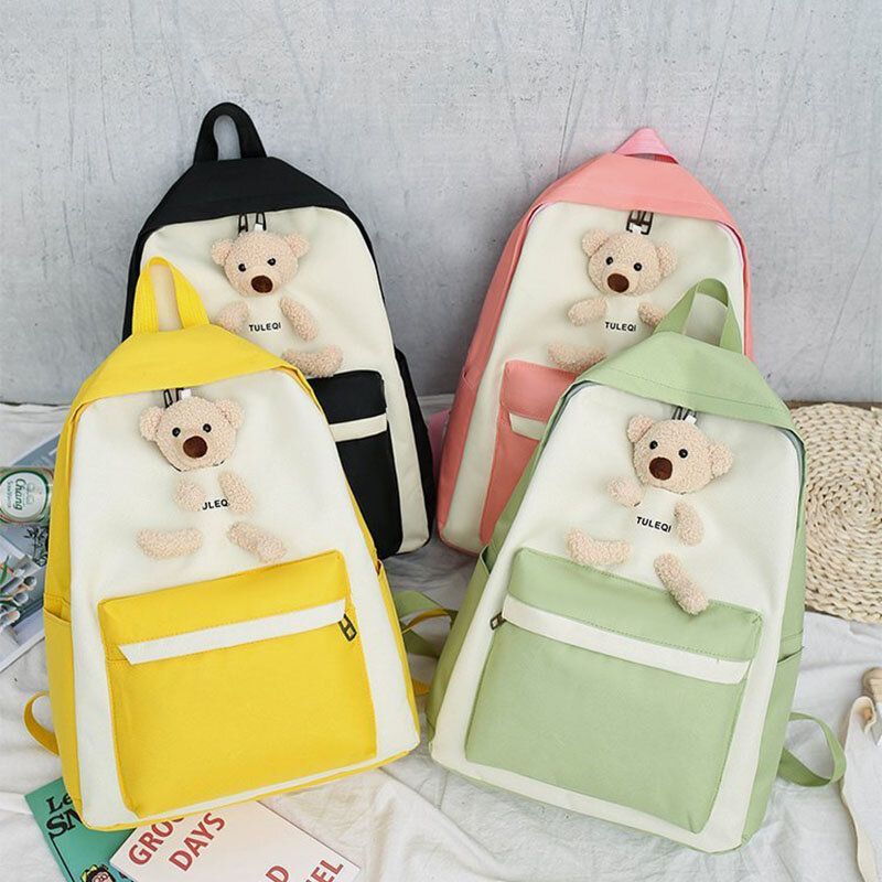 Mujeres 4pcs Oso Bolsa De Viaje Gran Capacidad Estudiantes Bolso Escolar Bolso Bandolera Mochila