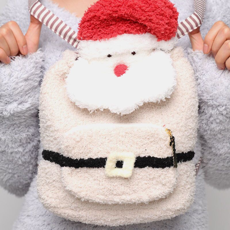 Mujeres Casual Cartoon Soft Festive Christmas Santa Claus Pattern Storage Bag Mochila