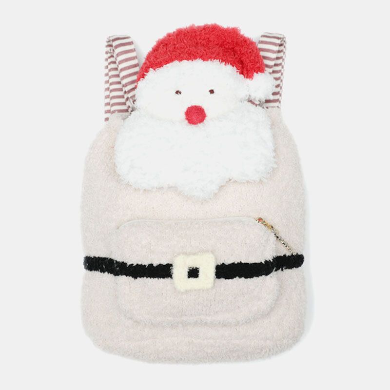 Mujeres Casual Cartoon Soft Festive Christmas Santa Claus Pattern Storage Bag Mochila