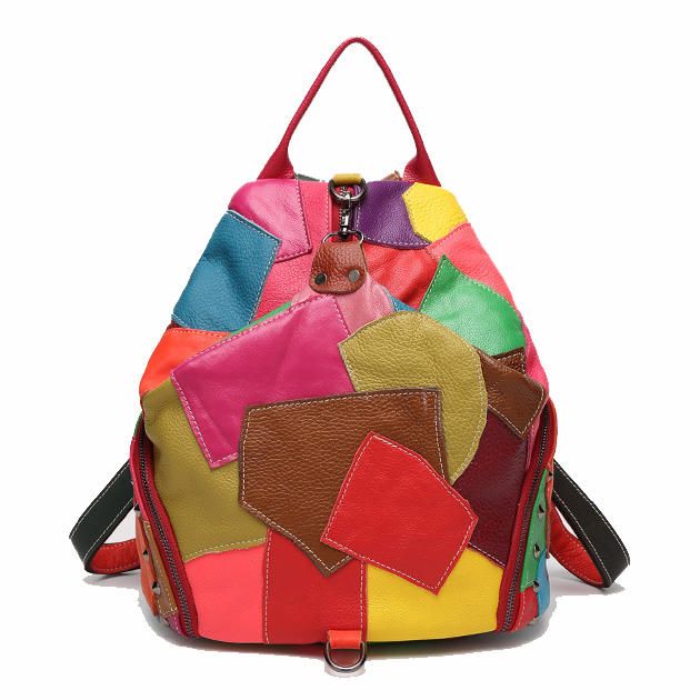 Mujeres Casual Patchwork Cuero Genuino Bolsos De Hombro De Gran Capacidad Bolsos Cruzados