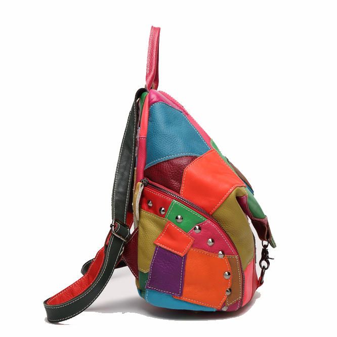 Mujeres Casual Patchwork Cuero Genuino Bolsos De Hombro De Gran Capacidad Bolsos Cruzados