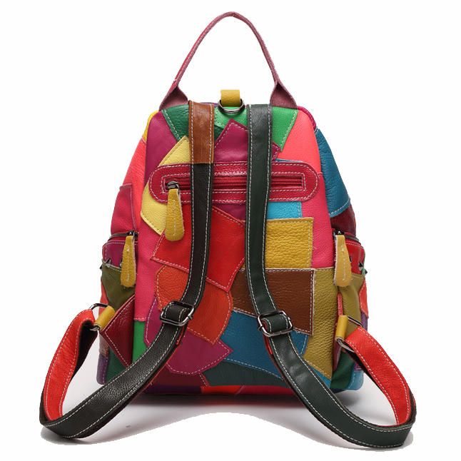 Mujeres Casual Patchwork Cuero Genuino Bolsos De Hombro De Gran Capacidad Bolsos Cruzados