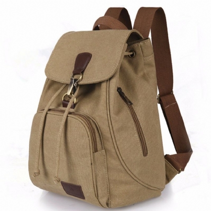 Mujeres Hombres Lona Viaje Satchel Bandolera Mochila Antirrobo Mochila Escolar Mochila Con Cordón