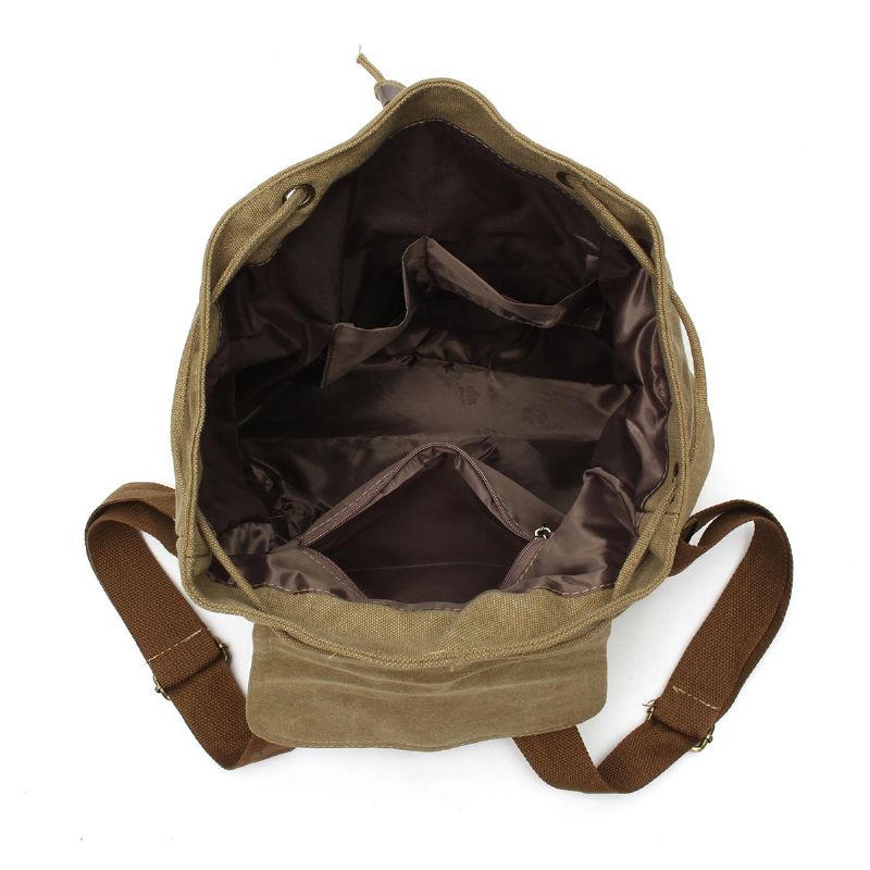 Mujeres Hombres Lona Viaje Satchel Bandolera Mochila Antirrobo Mochila Escolar Mochila Con Cordón