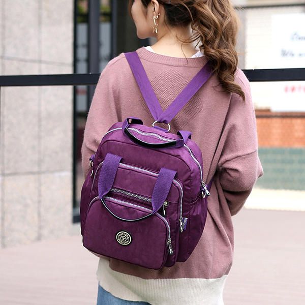 Mujeres Lady Nylon Elegante Mochila Multiusos Con Estilo Bolso De Viaje De Viaje