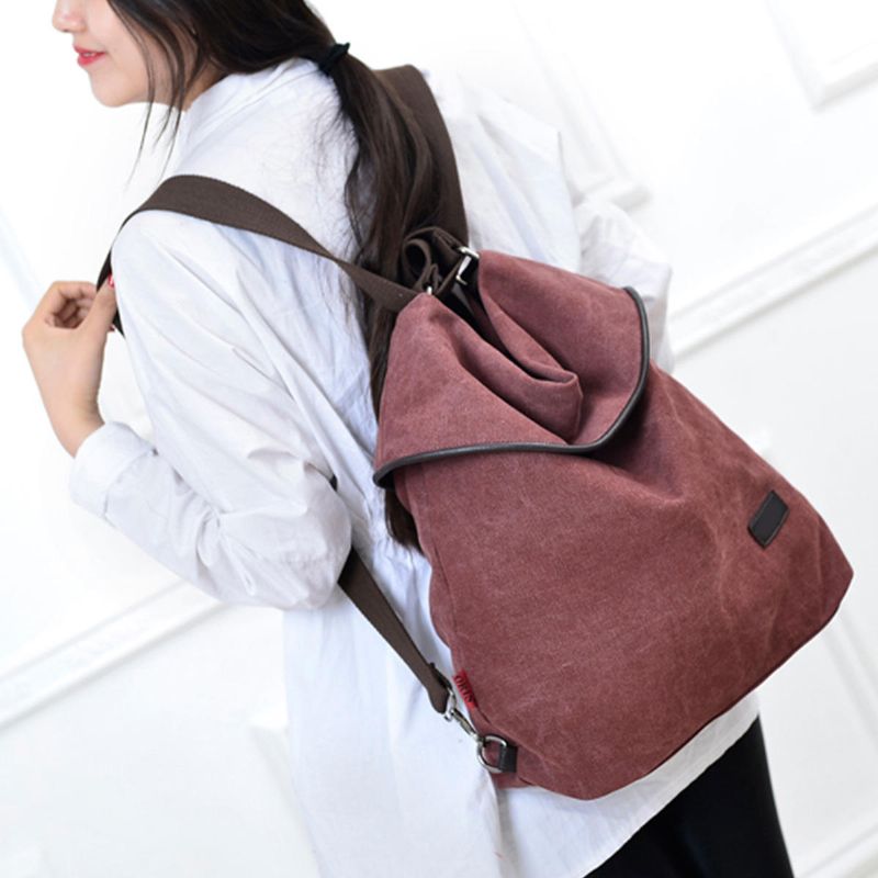 Mujeres Lona Casual Multifuncional Cuero De Microfibra Bolso De Gran Capacidad Bolsos De Hombro Mochila