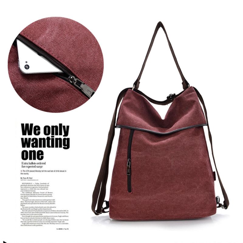 Mujeres Lona Casual Multifuncional Cuero De Microfibra Bolso De Gran Capacidad Bolsos De Hombro Mochila