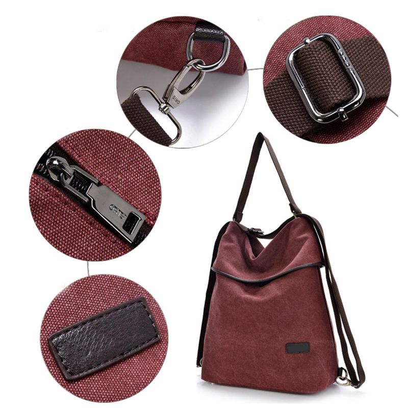 Mujeres Lona Casual Multifuncional Cuero De Microfibra Bolso De Gran Capacidad Bolsos De Hombro Mochila