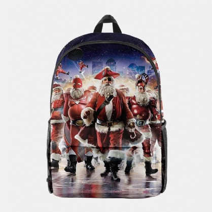 Mujeres Navidad Festivo Tridihombreional Elk Santa Claus Print Casual Universal School Bag Mochila