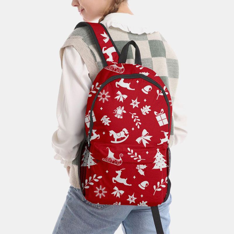 Mujeres Navidad Festivo Tridihombreional Elk Santa Claus Print Casual Universal School Bag Mochila