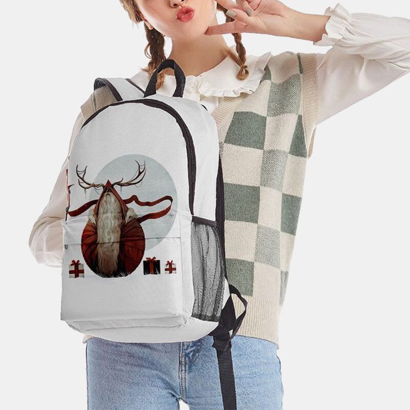 Mujeres Navidad Festivo Tridihombreional Elk Santa Claus Print Casual Universal School Bag Mochila