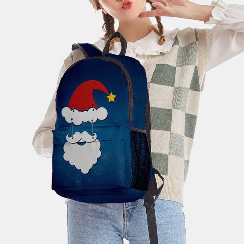 Mujeres Navidad Festivo Tridihombreional Elk Santa Claus Print Casual Universal School Bag Mochila