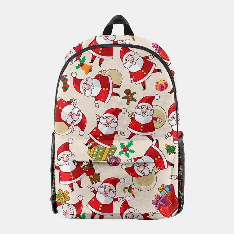 Mujeres Navidad Festivo Tridihombreional Elk Santa Claus Print Casual Universal School Bag Mochila