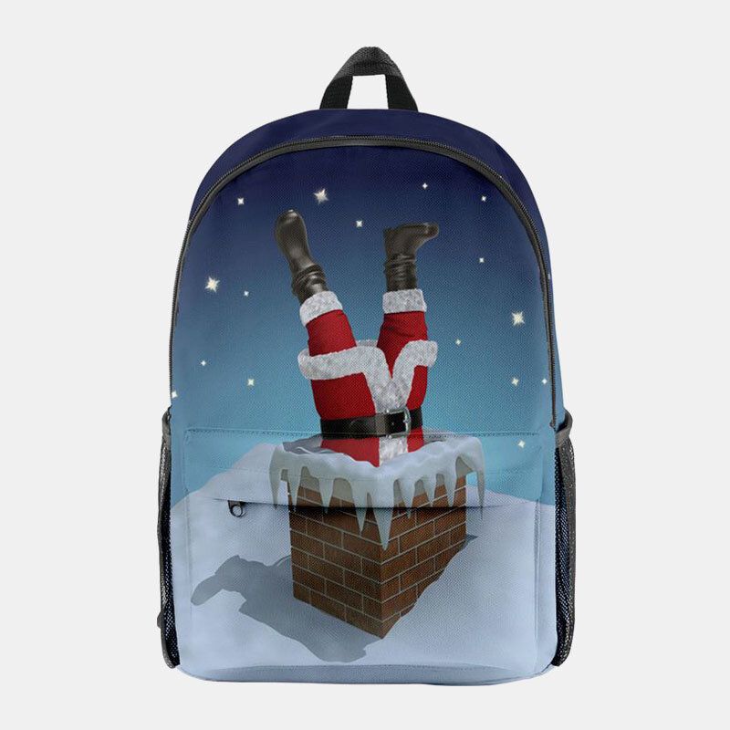 Mujeres Navidad Festivo Tridihombreional Elk Santa Claus Print Casual Universal School Bag Mochila