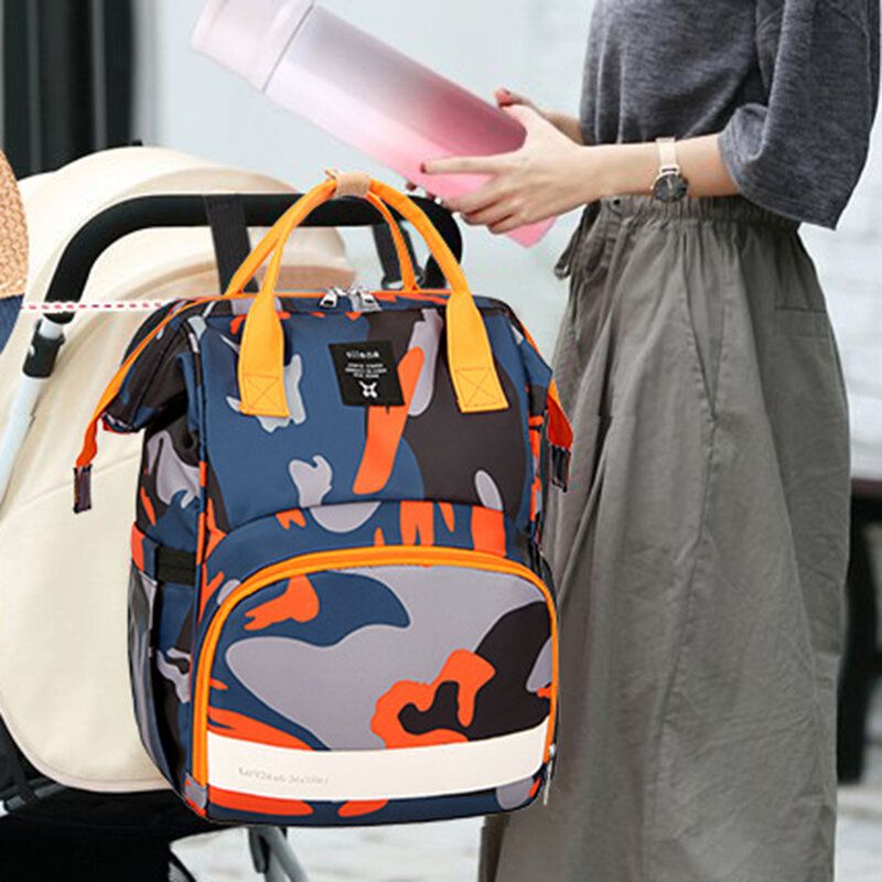 Mujeres Oxford Camo Mochila Impermeable De Gran Capacidad Multifuncional Bolsa De Mamá