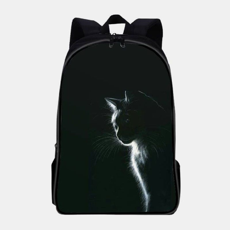 Mujeres Oxford Cloth Casual Cute Black Cat Back View Y Moon Printing School Bag Mochila