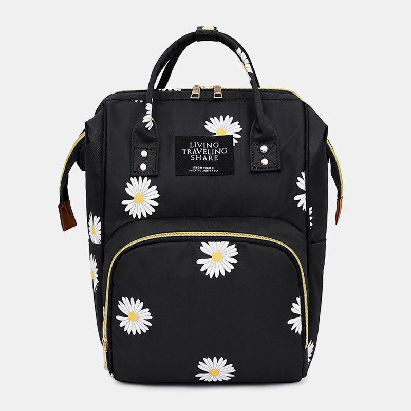 Mujeres Oxford Daisy Girasol Patrón Impreso Mochila Casual Gran Capacidad Aislamiento Antirrobo Bolsa De Mamá