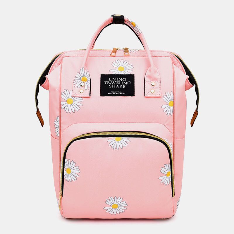 Mujeres Oxford Daisy Girasol Patrón Impreso Mochila Casual Gran Capacidad Aislamiento Antirrobo Bolsa De Mamá