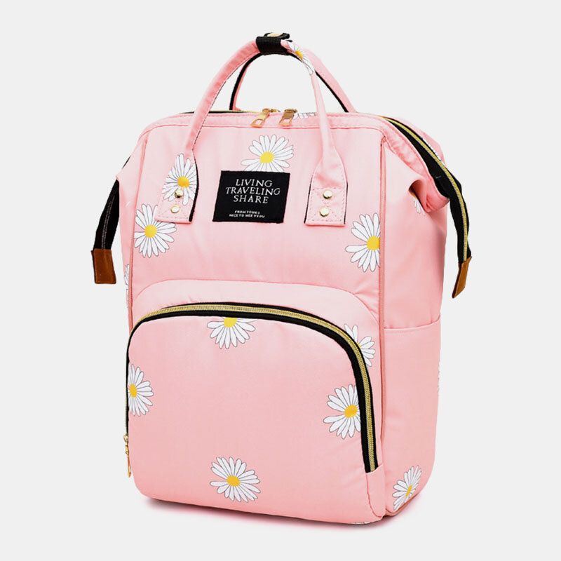 Mujeres Oxford Daisy Girasol Patrón Impreso Mochila Casual Gran Capacidad Aislamiento Antirrobo Bolsa De Mamá