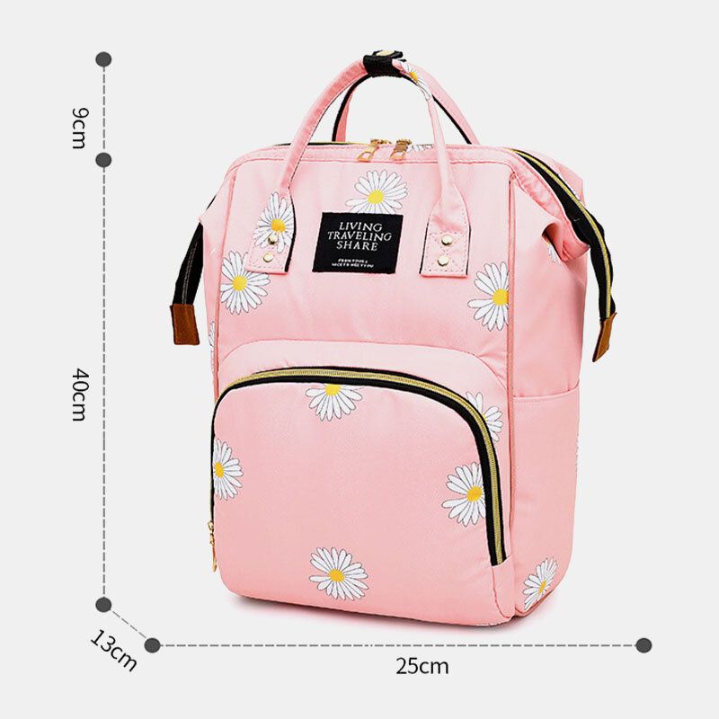 Mujeres Oxford Daisy Girasol Patrón Impreso Mochila Casual Gran Capacidad Aislamiento Antirrobo Bolsa De Mamá