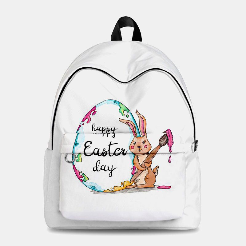 Mujeres Poliéster Dibujos Animados Conejo Lindo Huevos Coloridos Feliz Pascua Mochila De Gran Capacidad