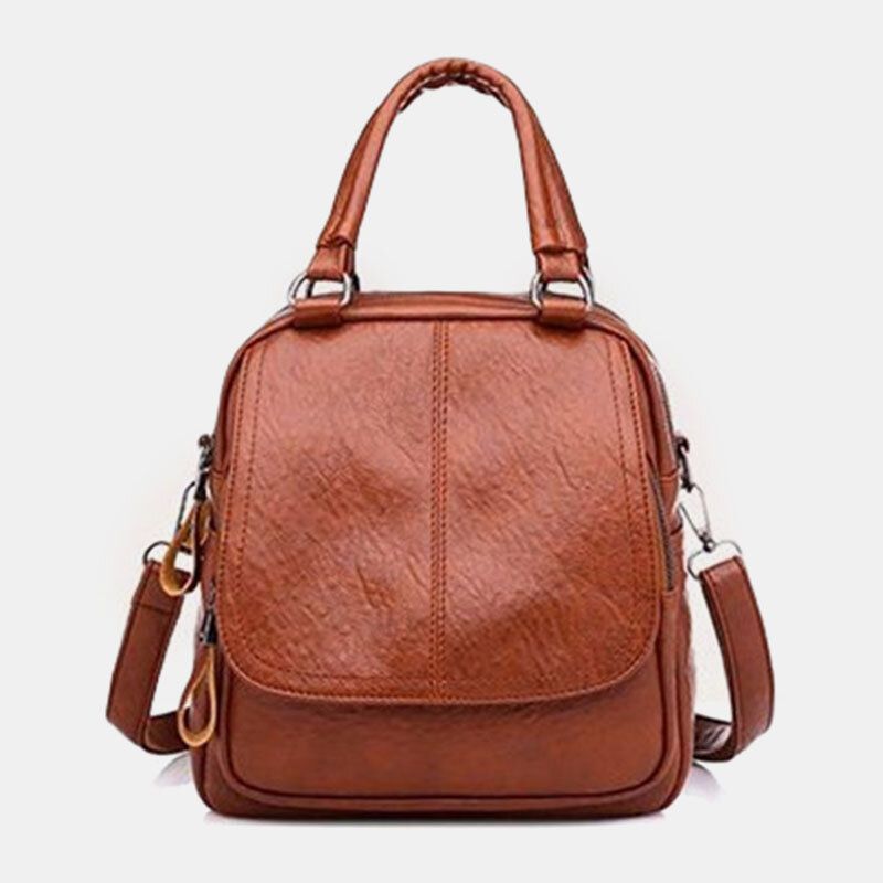 Mujeres Pu Cuero Multi-carry Vintage Impermeable Bandolera Bolso Bandolera Mochila