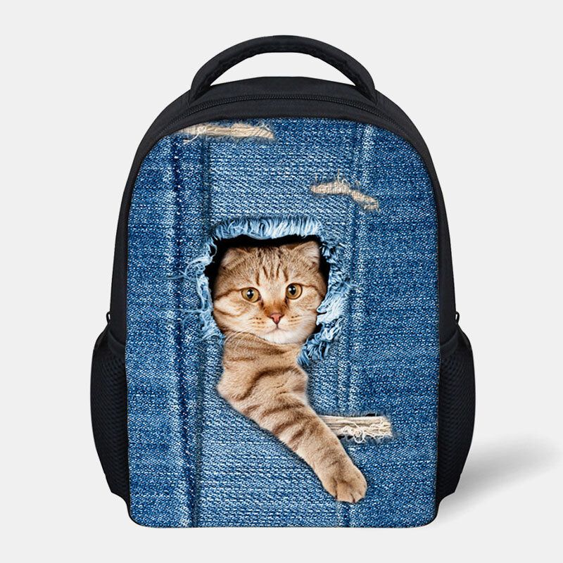 Niño Unisex 3d Animal Creativo Dibujos Animados Lindo Gato Imprimir Casual Mochila Al Aire Libre Mochila