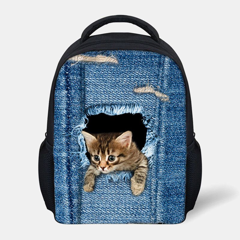 Niño Unisex 3d Animal Creativo Dibujos Animados Lindo Gato Imprimir Casual Mochila Al Aire Libre Mochila