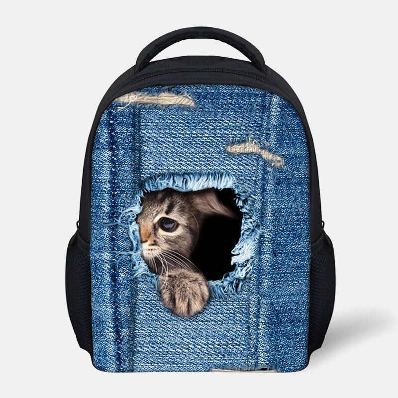 Niño Unisex 3d Animal Creativo Dibujos Animados Lindo Gato Imprimir Casual Mochila Al Aire Libre Mochila