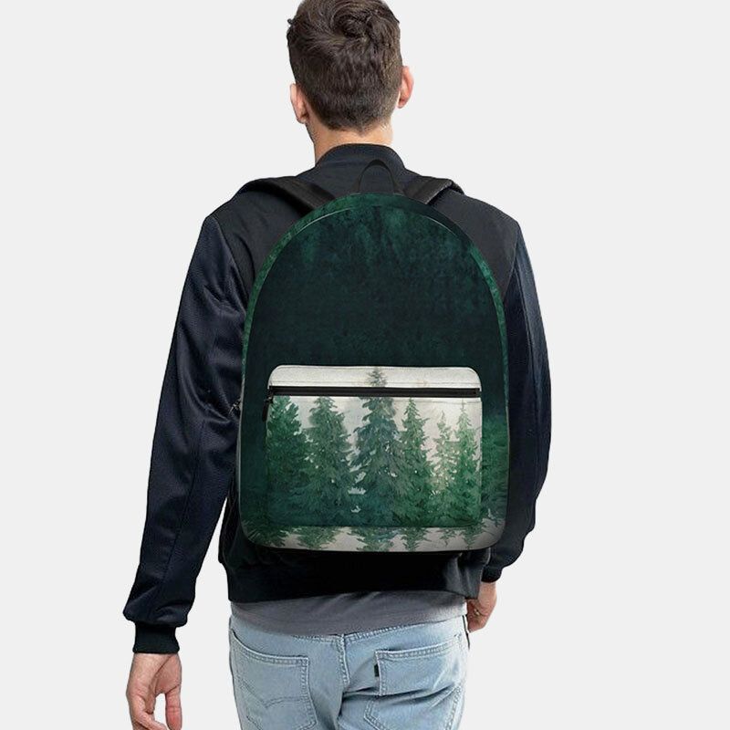 Unisex Oxford Fresco Bosque Patrón Imprimir Personalidad Casual Mochila Escolar Mochila