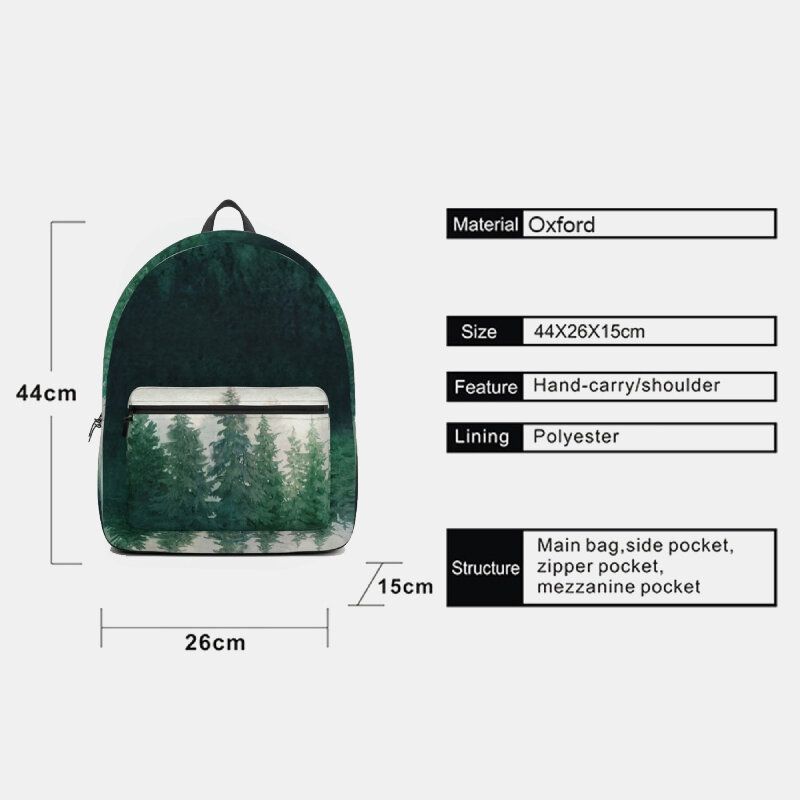 Unisex Oxford Fresco Bosque Patrón Imprimir Personalidad Casual Mochila Escolar Mochila