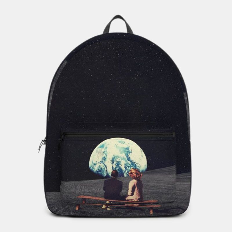 Unisex Oxford Protección Del Medio Ambiente Planetas Espaciales Tierra Y Luna Imprimir Mochila Escolar Mochila