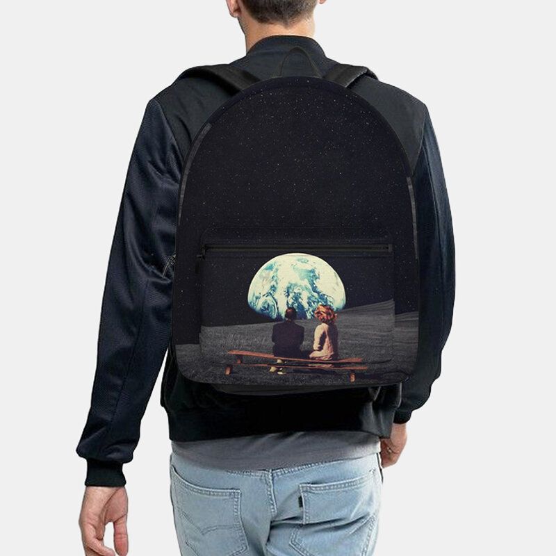 Unisex Oxford Protección Del Medio Ambiente Planetas Espaciales Tierra Y Luna Imprimir Mochila Escolar Mochila