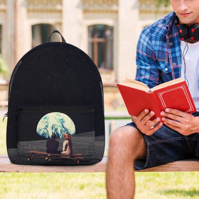 Unisex Oxford Protección Del Medio Ambiente Planetas Espaciales Tierra Y Luna Imprimir Mochila Escolar Mochila