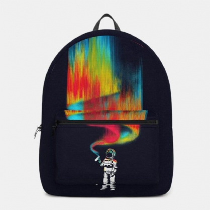 Unisex Oxford Space Astronaut Y Aurora Pattern Print Casual Personalidad Mochila Escolar Mochila