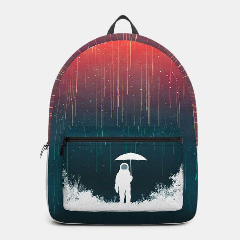 Unisex Oxford Space Astronaut Y Meteor Shower Pattern Print Casual Personalidad Estética Mochila Escolar Mochila