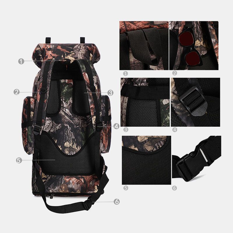 Unisex Oxford Ultraligero Escalable Transpirable Impermeable Gran Capacidad Montañismo Al Aire Libre 100l Mochilas Tácticas