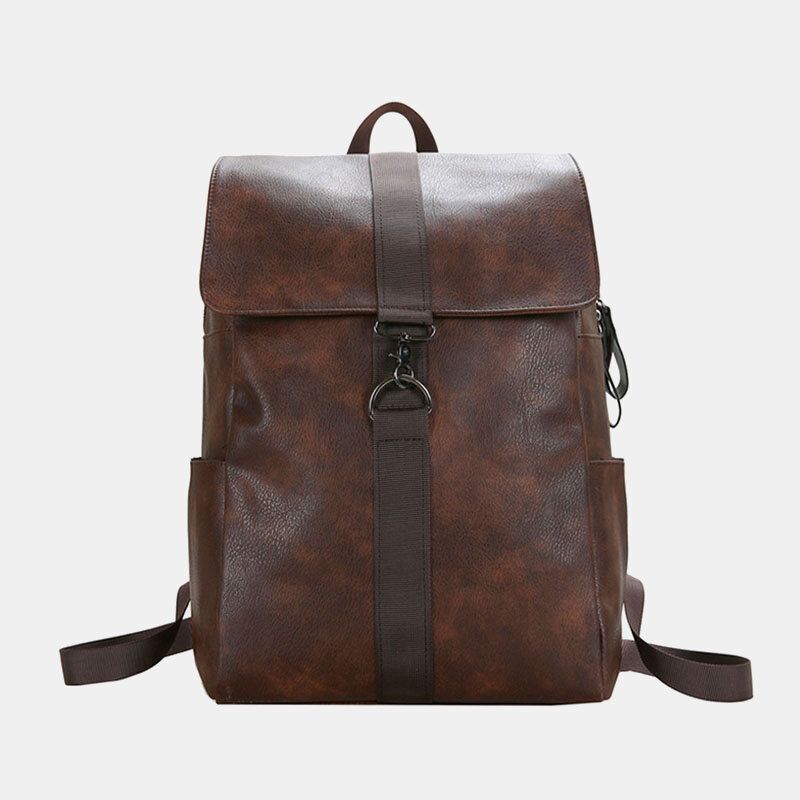 Unisex De Piel Sintética Retro De Gran Capacidad Al Aire Libre De 15.6 Pulgadas Laptoop Bag Mochila Escolar