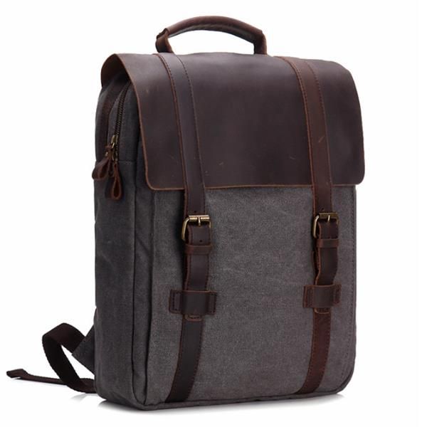 Vintage Canvas 15 Pulgadas Laptop Bag Mochila Hombres Mujeres