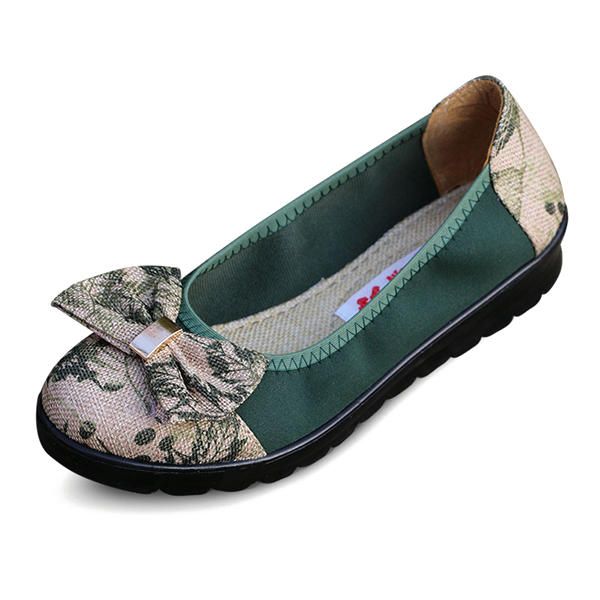 Bowknot Slip On Casual Mocasines Planos Con Punta Redonda Para Mujer