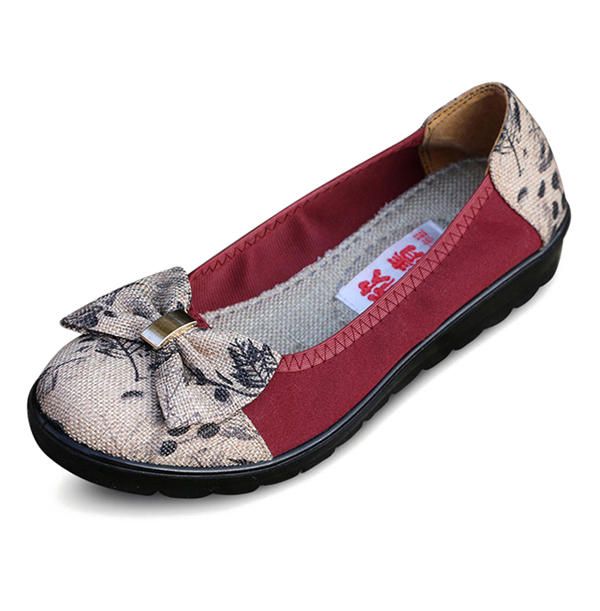 Bowknot Slip On Casual Mocasines Planos Con Punta Redonda Para Mujer