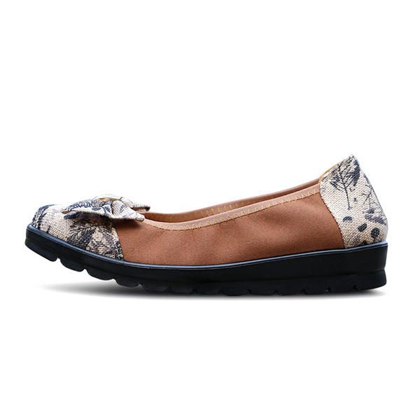 Bowknot Slip On Casual Mocasines Planos Con Punta Redonda Para Mujer