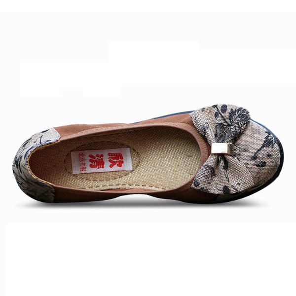 Bowknot Slip On Casual Mocasines Planos Con Punta Redonda Para Mujer