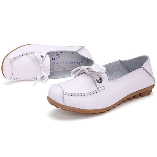 Flower Mujer Flat Casual Outdoor Soft Comfortable Leather Mocasines Con Cordones Zapatos