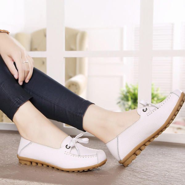 Flower Mujer Flat Casual Outdoor Soft Comfortable Leather Mocasines Con Cordones Zapatos