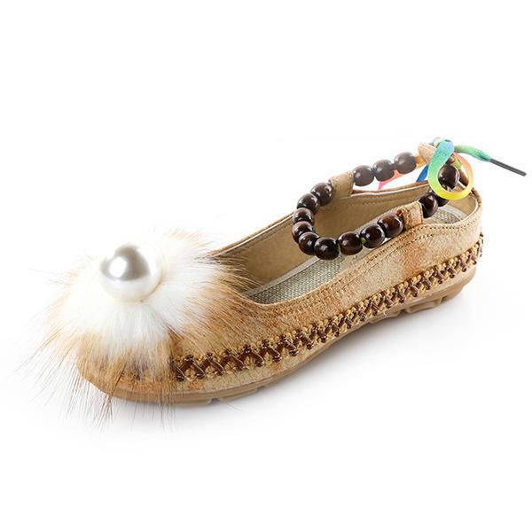 Folkways Style Pearl Decor Sandalias Planas Con Correa En El Tobillo Zapatos