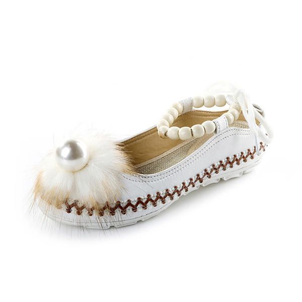 Folkways Style Pearl Decor Sandalias Planas Con Correa En El Tobillo Zapatos